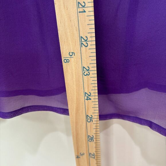 VTG Alfred Sung Purple Silk Chiffon Sheer Mock Neck Blouse 6 Floral Whimsigoth - Picture 6 of 14